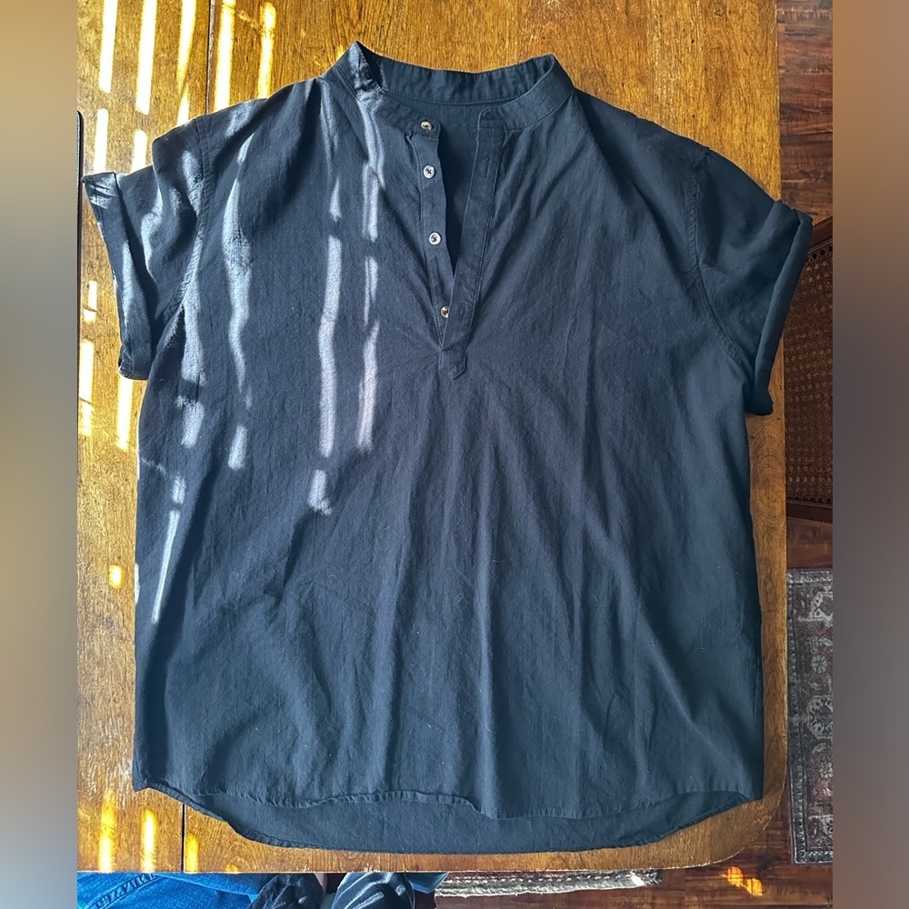 MEN’S LINEN BLEND RESORT SHIRT - BLACK - XL